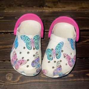 Crocs Classic Clog Sandals Pink Butterfly Toddler Girls Size C7